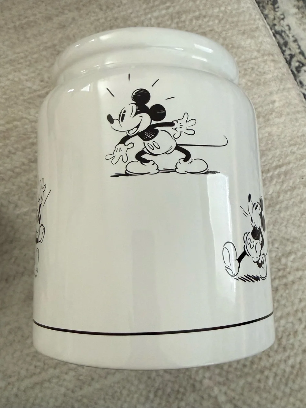NEW MICKEY MOUSE Black & White COOKIE JAR W/ LID  Disneyland